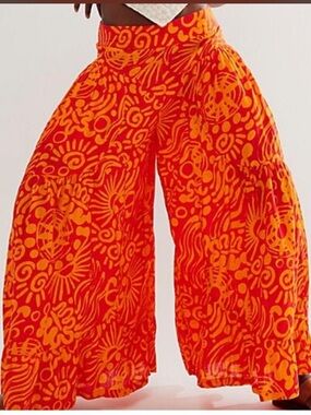Free People Dawn On Me Wide Leg Printed Pants